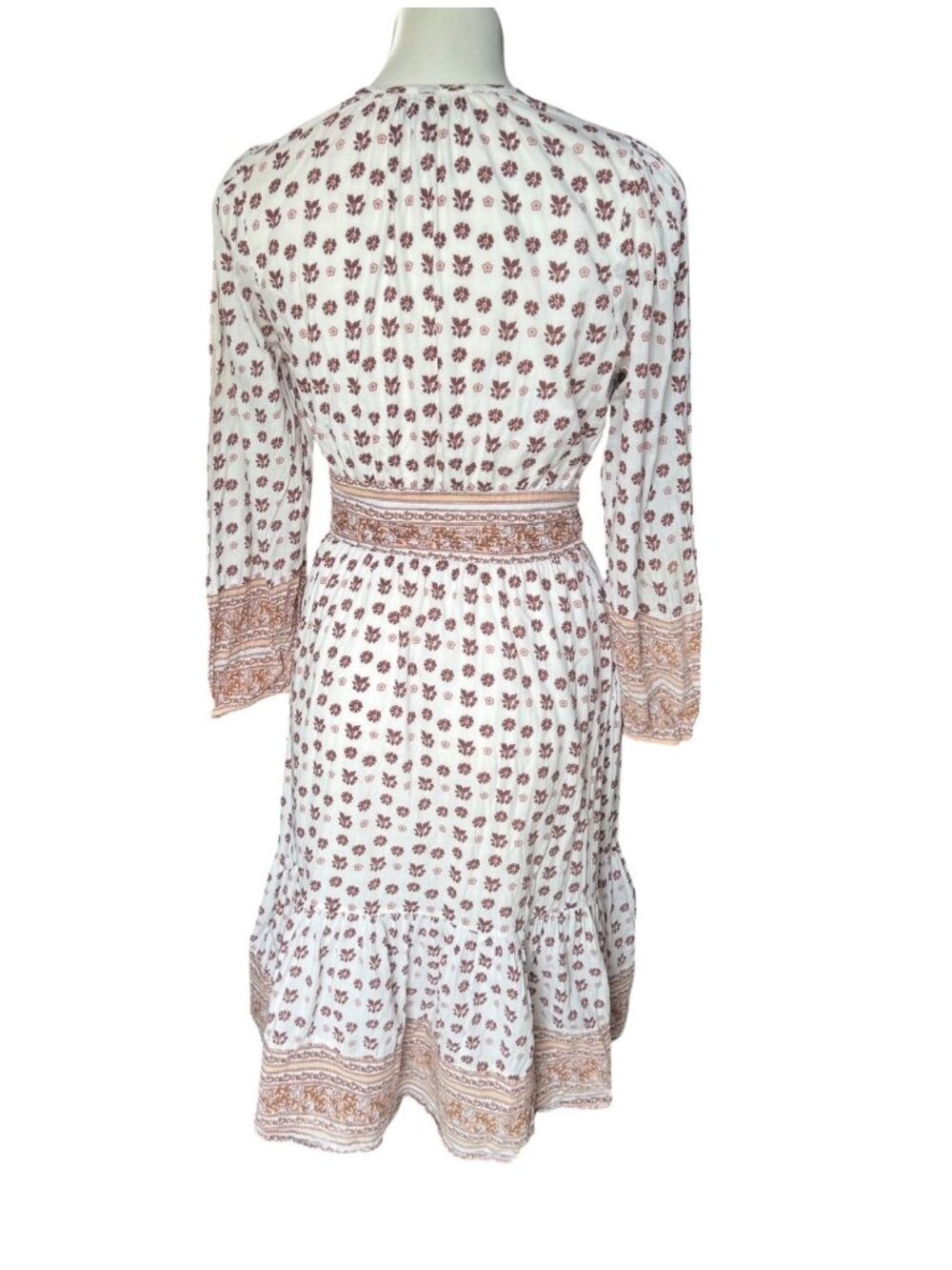 Cleobella Blakey Midi Dress Women's S White Rust Lined Cotton NWT Boho Floral - Picture 5 of 16